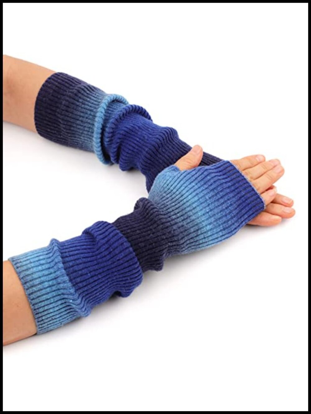 32% Cashmere Blend Fingerless Gloves Long Arm Warmers Thumb Hole